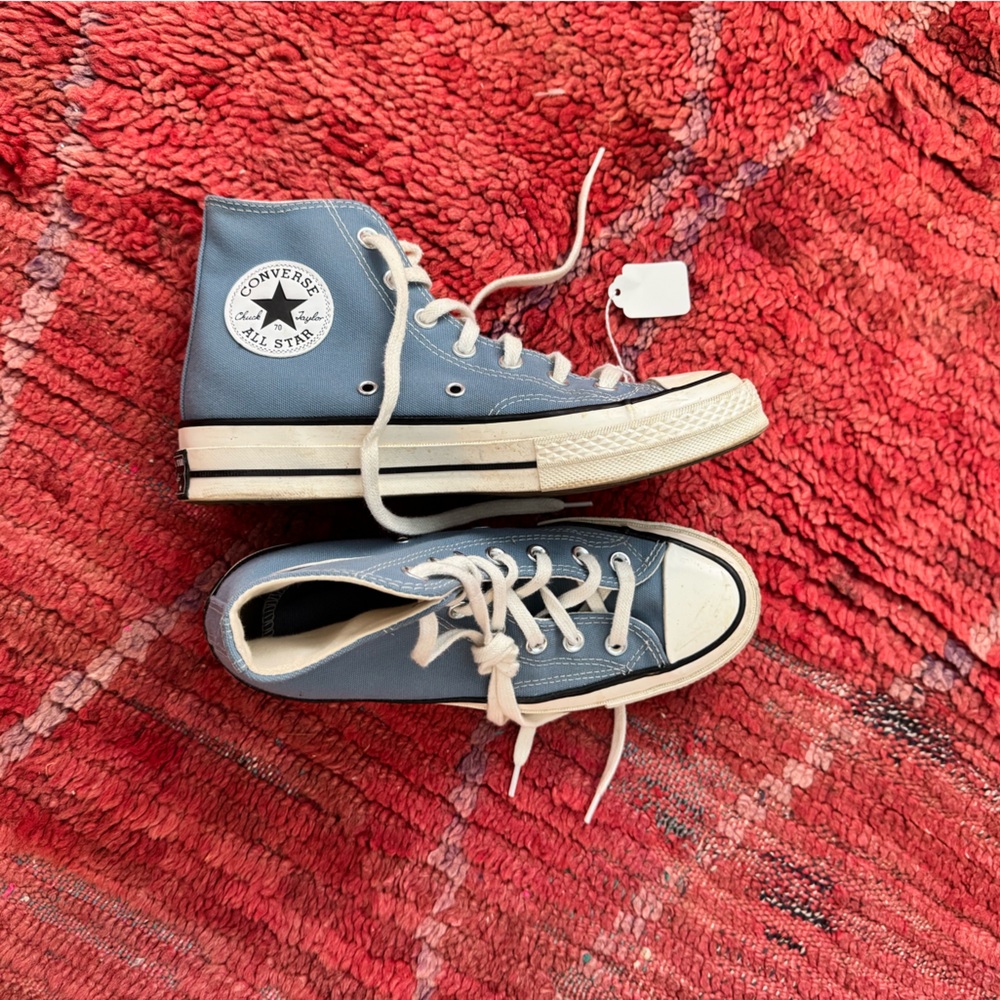 Free People Converse High-Top Sneakers in Blue and White